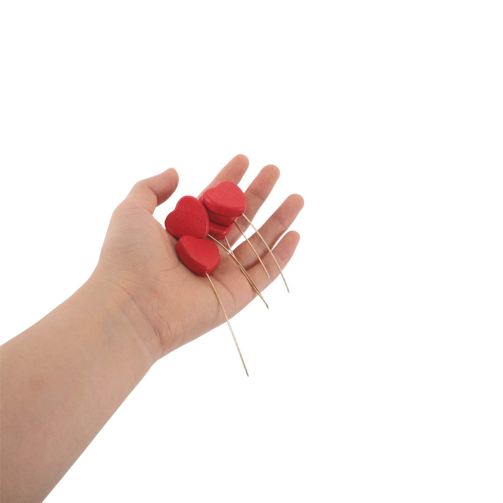 Centerpiece Stick - 6Pcs Mini Wood Heart Picks Vase