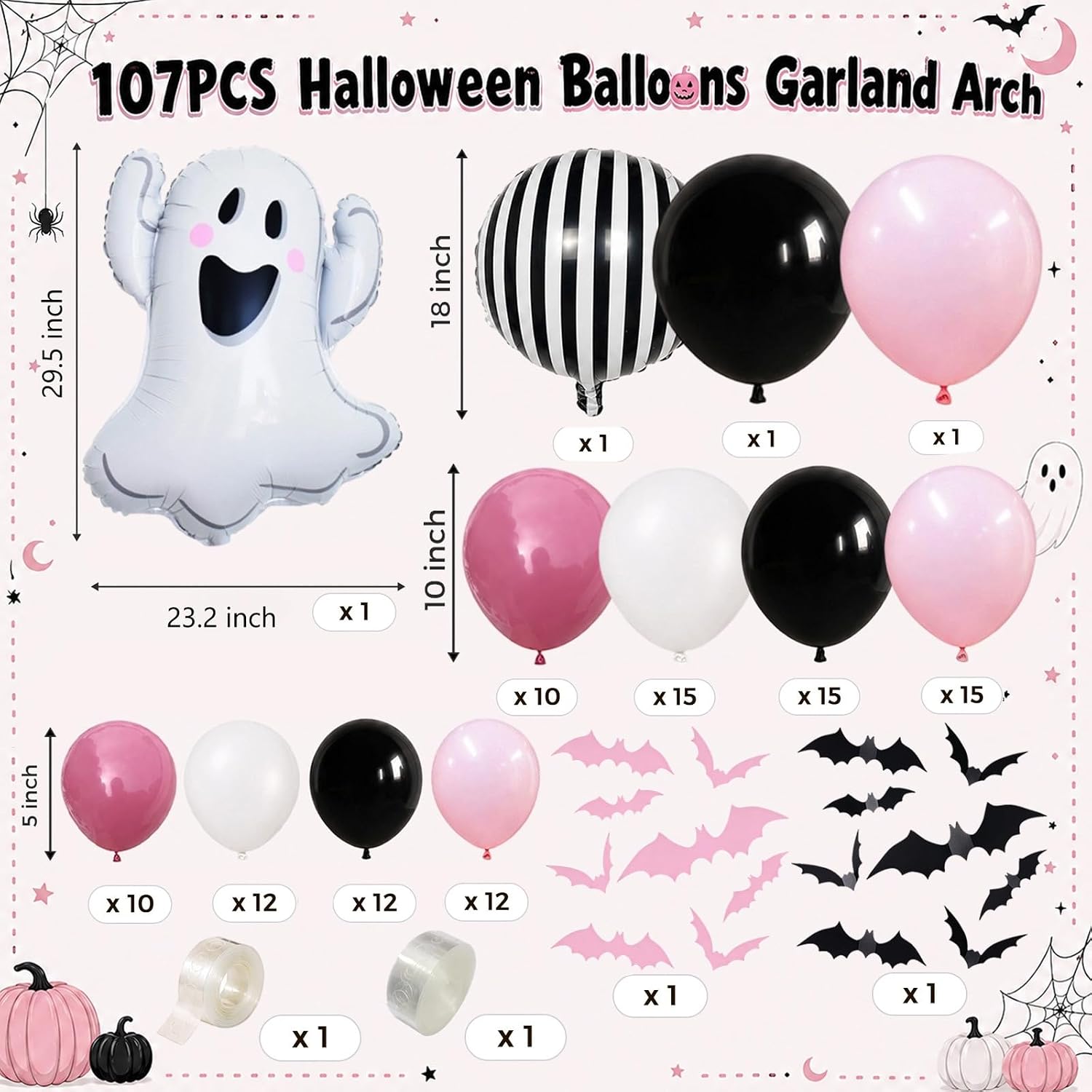 Cute Ghost Halloween Balloons  - Balloon Arch Kit 评论和价格