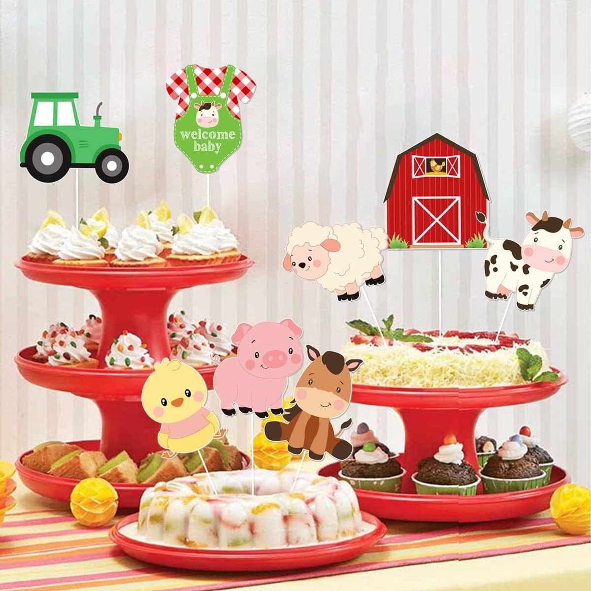 Farm Animal Baby Shower Center - Centerpiece Stick 评论和价格