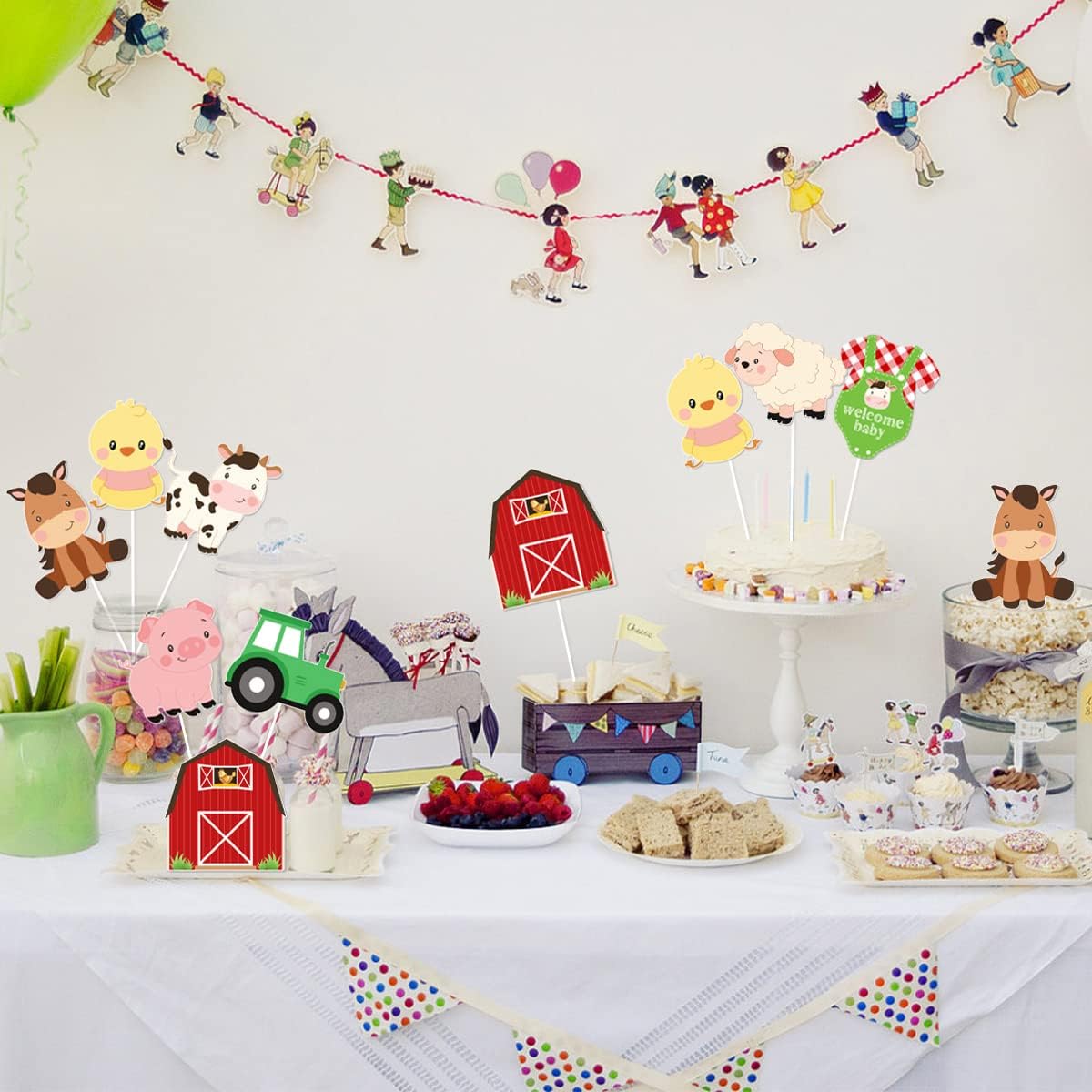 Farm Animal Baby Shower Center - Centerpiece Stick 评论和价格