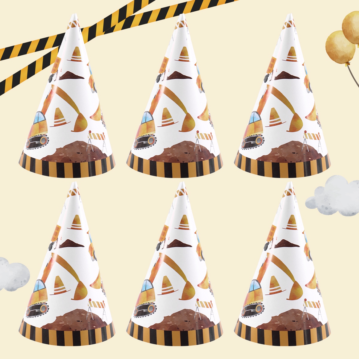 6pcs Construction Truck Birthd - Party Hat Cone 评论和价格