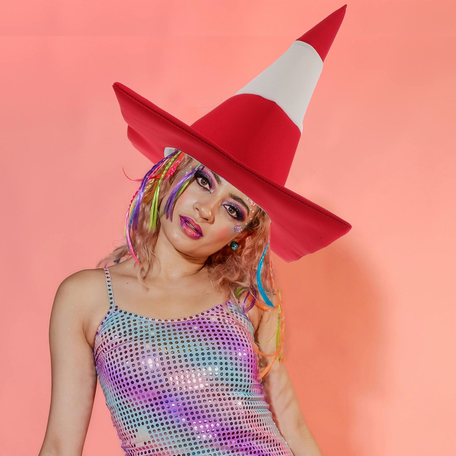 Traffic Cone Hat Red White Nov - Party Hat Cone 评论和价格