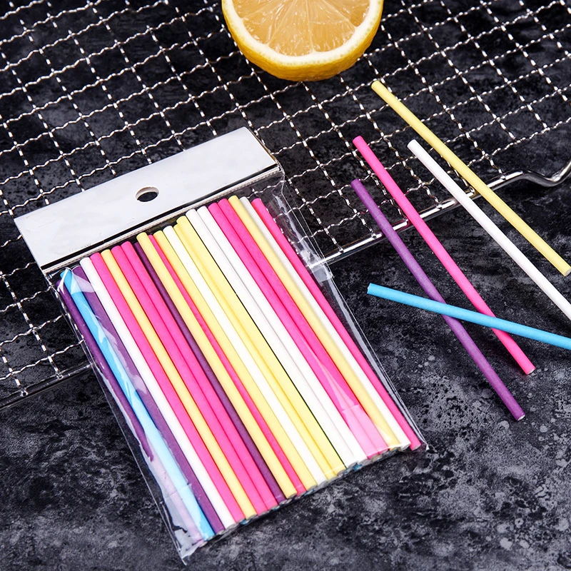100Pcs/Lot Paper Lollipop Stic - Paper Straw Color 评论和价格