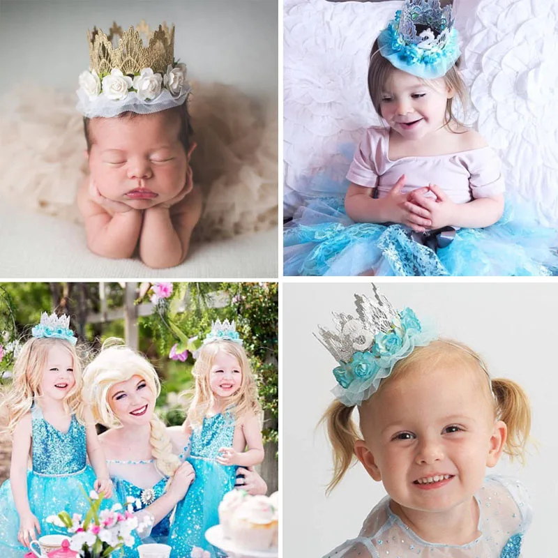 1st Birthday Crown Hat Flower  - Party Hat Cone 评论和价格
