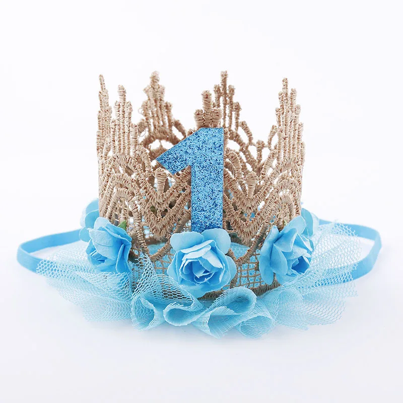 1st Birthday Crown Hat Flower  - Party Hat Cone 评论和价格