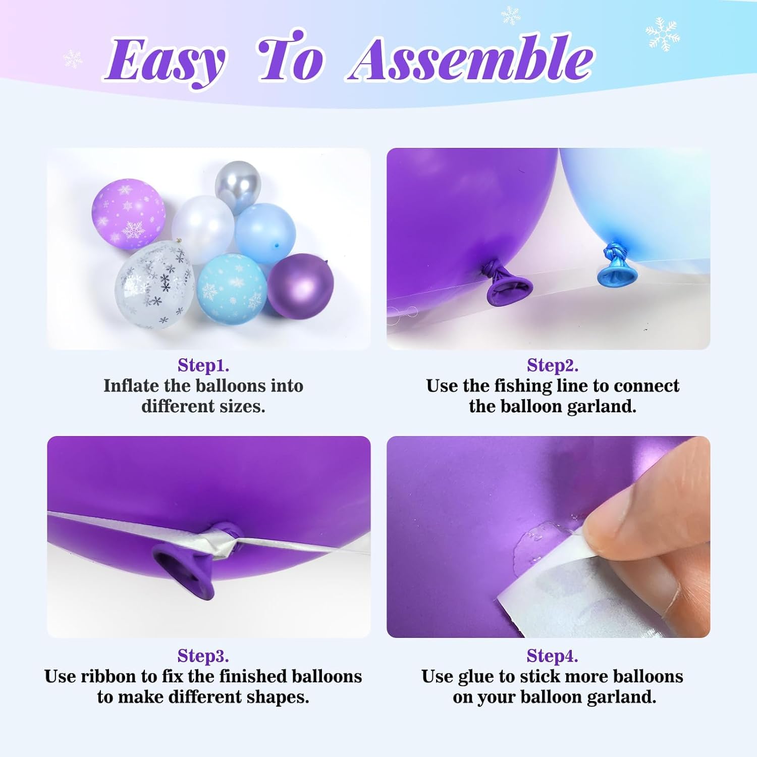 Blue Purple Sliver White Froze - Balloon Arch Kit 评论和价格